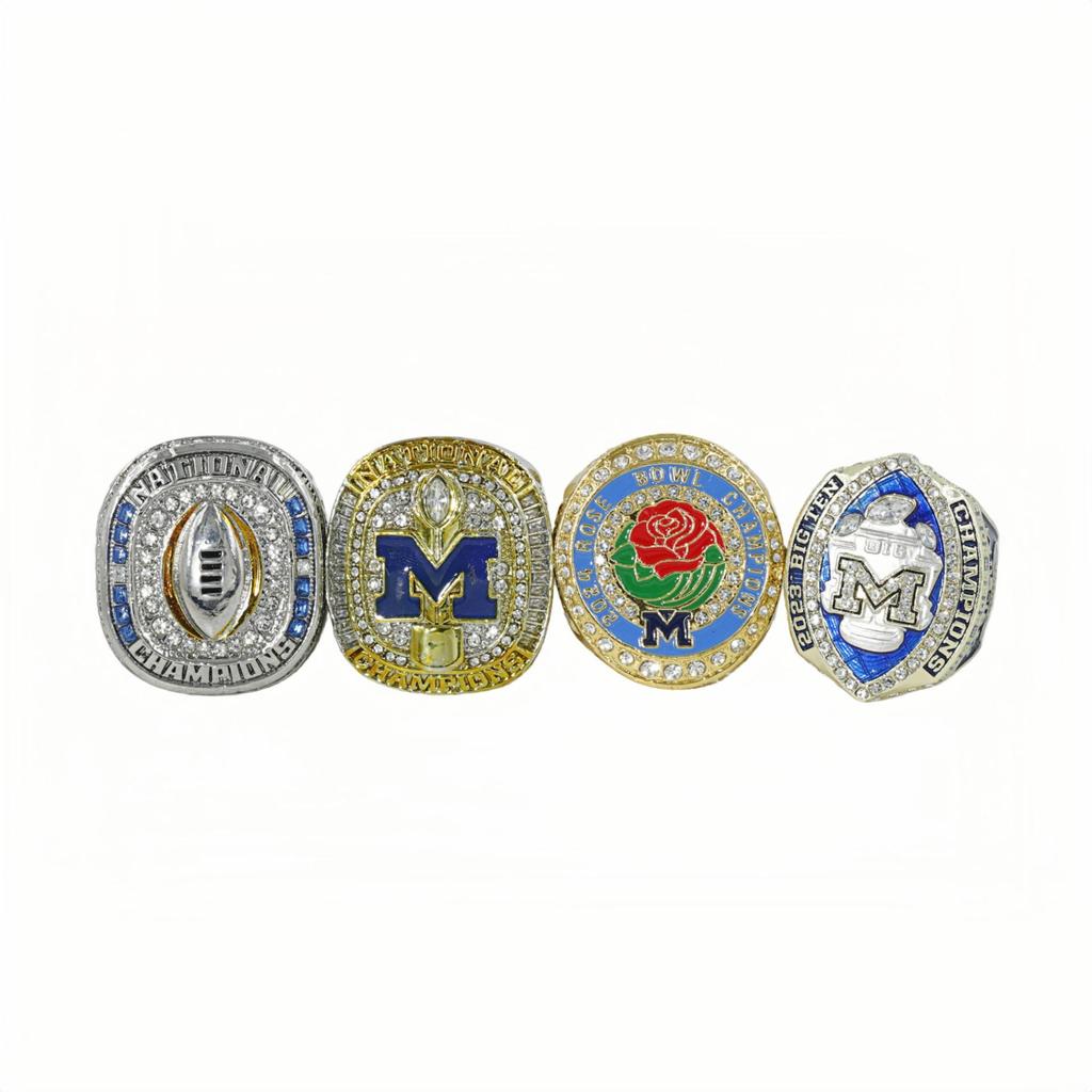 Michigan Wolverines 2023-2024 NCAA Football Championship Rings Set (4 Pieces)
