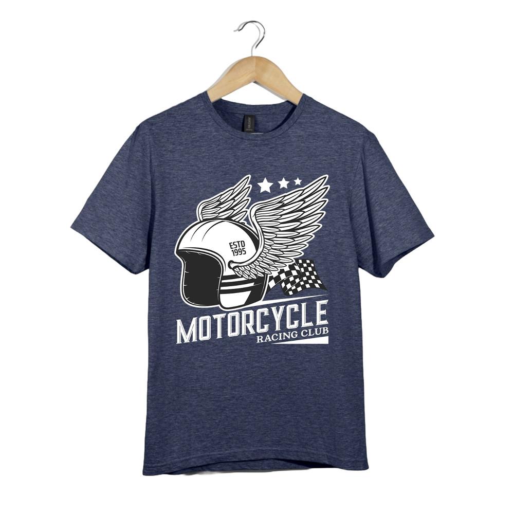 

Motorcycle Racing Club T-Shirt – Winged Helmet Biker Tee, Vintage Racing Gear L