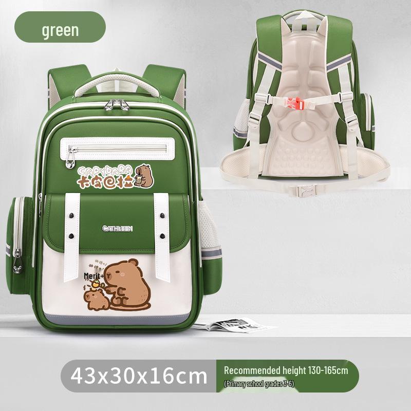 Capybara Oxford Spine-Support Backpack for Grades 1-6: Boys & Girls School Bag