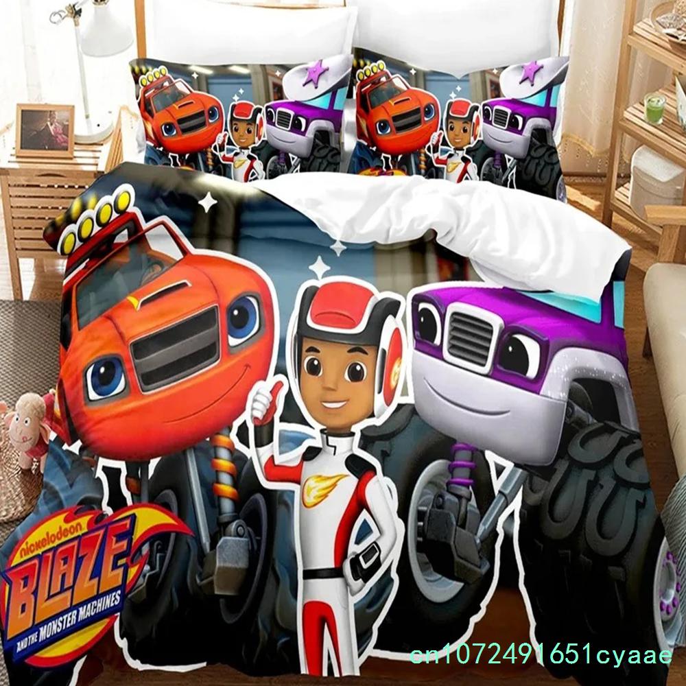 3D Print Blaze N Monster Machines Bedding Set Cartoon Duvet Cover Double Twin Full Queen King Adult Boys Bedclothes Quilt Cover
