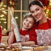 Embossed Wooden Rolling Pin for Baking, Christmas Design