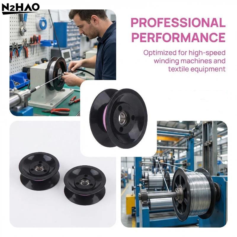 2Pcs High Quality Black 1004 U-groove V-groove Wheel Winding Machine Pulley Ceramic Wire Guide Wheel Combination Guide Pulley