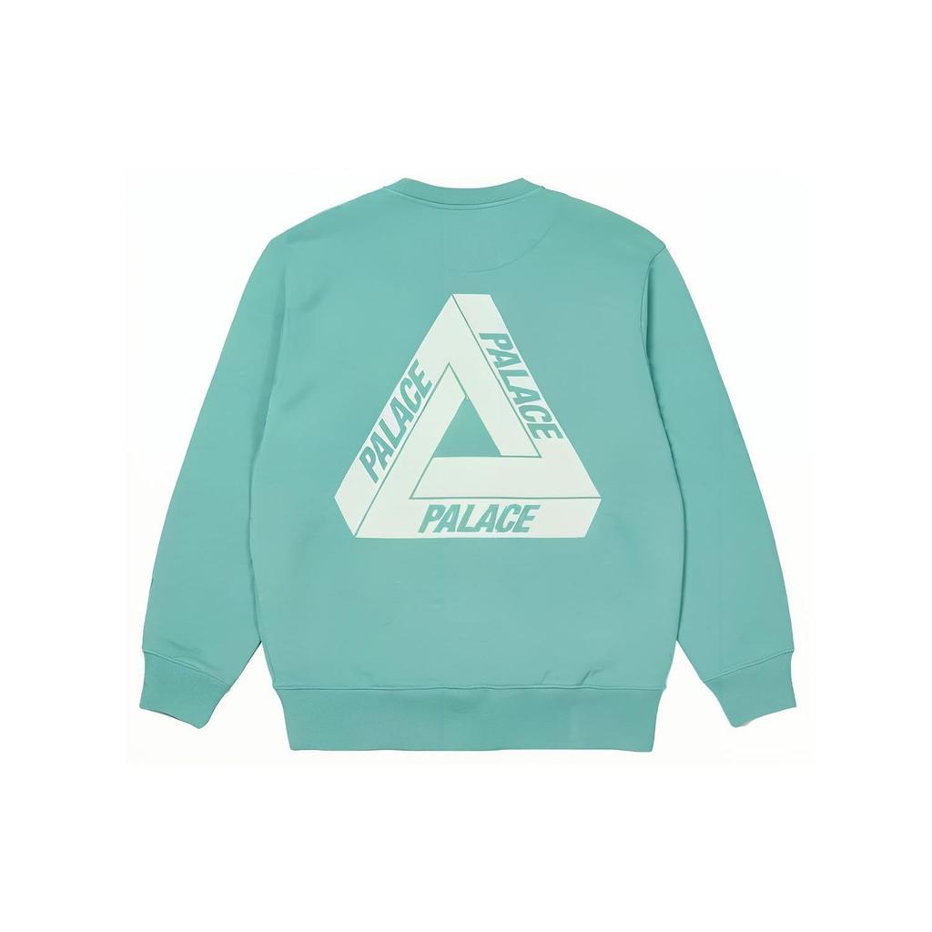 Palace Slub Crew Neck Sweatshirt With Triangle Logo Print Unisex Tops Mint-Green P21CS072