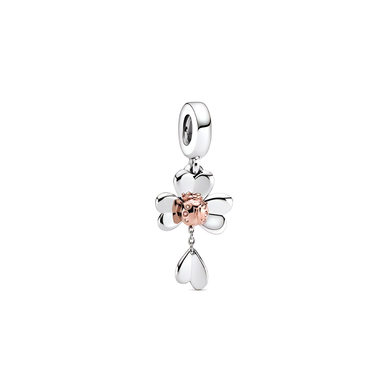 Pandora Flower And Ladybug Delicate 14K Rose Gold Pendant Unisex Jewelry 787877 Silver/Rose Gold