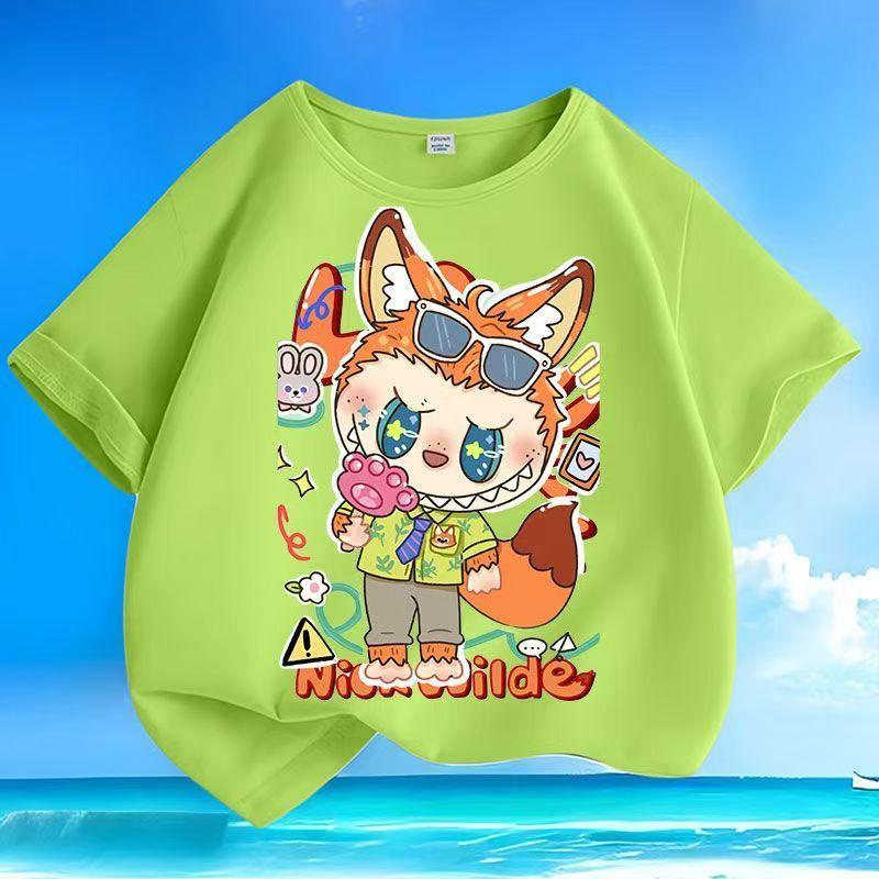 Vtipná 3D tištěná dětská trička Labubu Kawaii chlapecká dívčí top s krátkým rukávem Dětské trendy oblečení