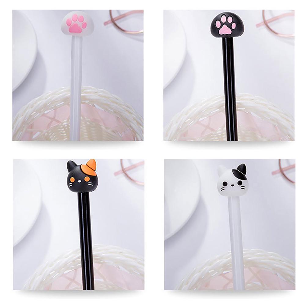 Skrivmaterial 0,5 mm Svart bläck Söt katthuvud tass Gelbläckpenna Skrivmaterial Kontor Skola Förnödenheter