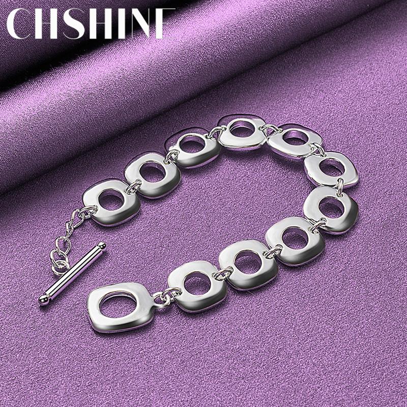 CHSHINE 925 Sterling Silver Round Ring Chain Bracelet For Women High Quality Fashion Charm Jewelry