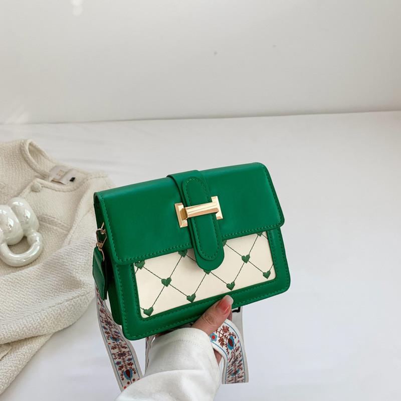 Small Stylish Pu Square Shoulder Bag For Women Fashionable Casual Commuter Crossbody Bag In Black White Green And Rose Red A For