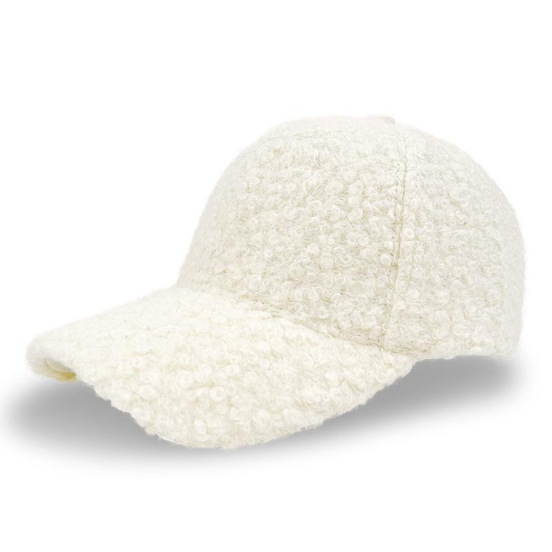Autumn and Winter Outdoor Light Board Lamb Wool Cap Women's Solid Color Lamb Wool Baseball Cap Men's Thermal Hat