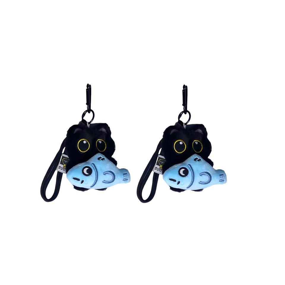 1/2/3Pcs Cool Plush Black Cat Doll Toy Keychain Bag Pendant Charms Car Keyring Accessories For Women Men Friends Gifts