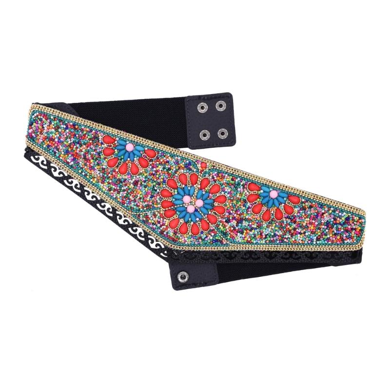 Bohemian Multicolored Beaded Belt Handwoven Adjustable Waistband For Women Ethnic Style Festival Accessory
