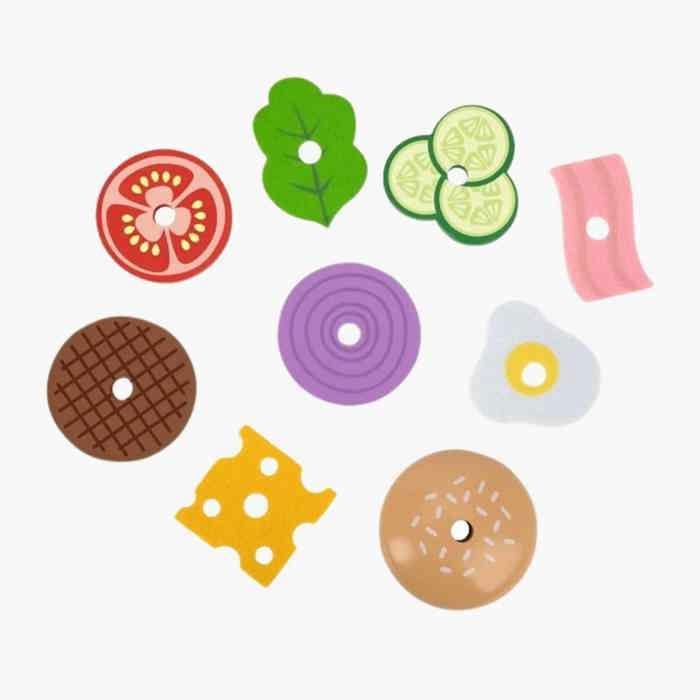 Drewniany hamburger, drewniane zabawki do układania, gra imitująca, zabawka Montessori dla dzieci