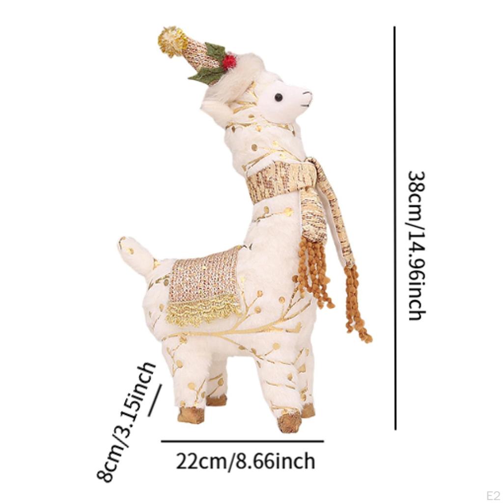 Alpaca Figurine Ornament Doll Christmas Standing for Office Holiday