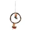 Wooden Bird Swing Perch Branch Woven Ring Colorful Food Colouring Parrot Hanging Swing Toy for