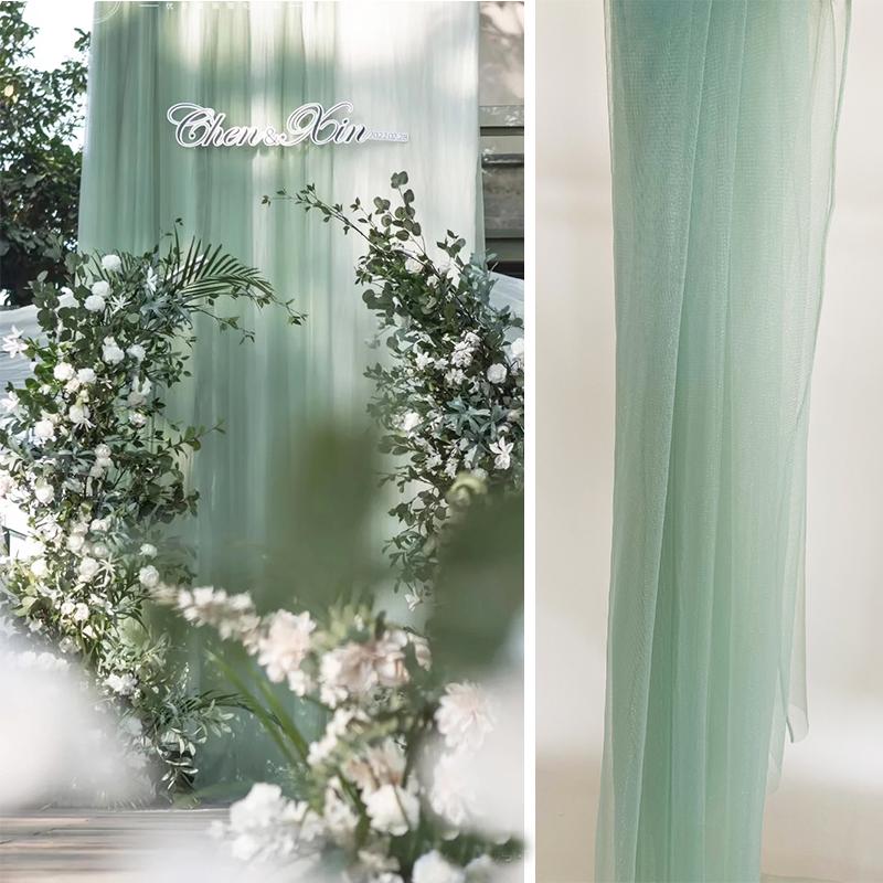 Green Gauze Curtain Gazebo: New Chinese Style Mesh for Outdoor Decor, Kindergarten Design, or Home Environment Arrangement.