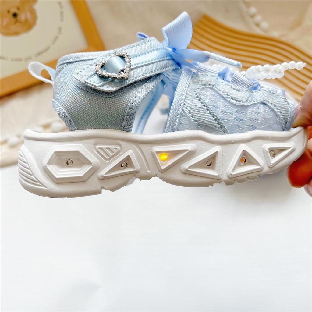 Japanese Light-Up Bowknot Velcro Sandals for Girls
