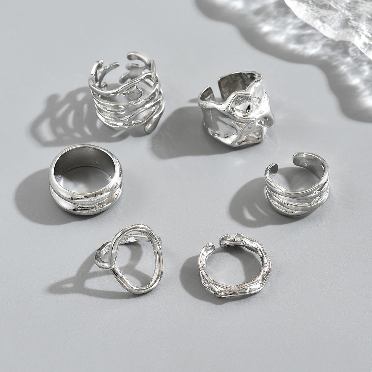 

Аксессуары, нишевый высококлассный геометрический набор колец, женское универсальное кольцо с открытым дизайном неправильной формы