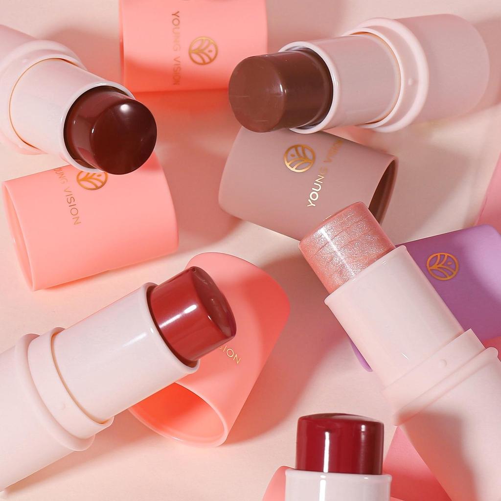 Buy 6 Color Matte Blush Stick Pearl Blush Cream Highlighter Glitter Contouring Stick Shadow Lips