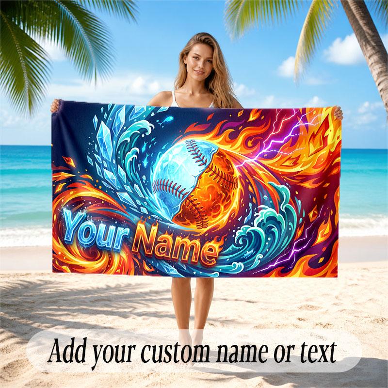 Decorative Artwork Theme Soft Beach Towel Personalized Custom Name Text Towel Portable for Beach Pool Travel