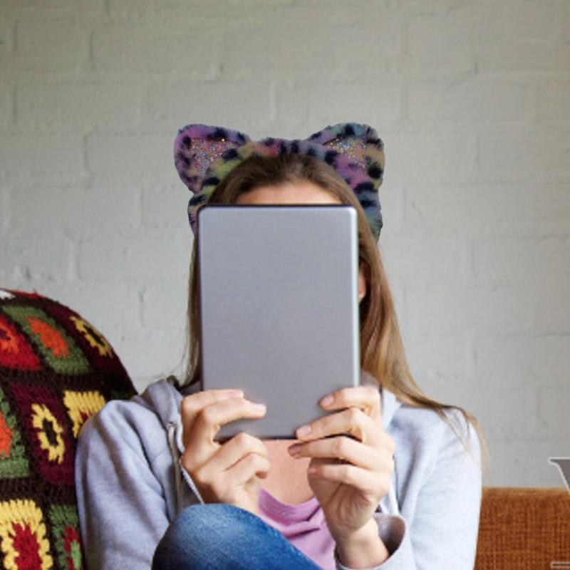 Leopards Print Hair Hoop Cats Ears Shape Headbands Halloween Cosplay Headpiece for Halloween Cosplay