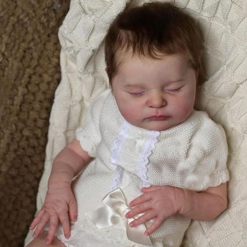 BZDOLL 50cm Soft Vinyl Asleep Reborn Baby Doll Cloth Body Toy 20inch Bebe Girl Toy with 3D-paint Skin and Visible Veins Like Real Kids Birthday Gift