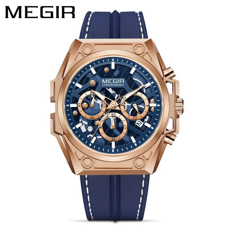 Watch Men'S 316 Stainless Steel Luminous Chronograph Hollow Sports Quartz Silicone Watch 4220