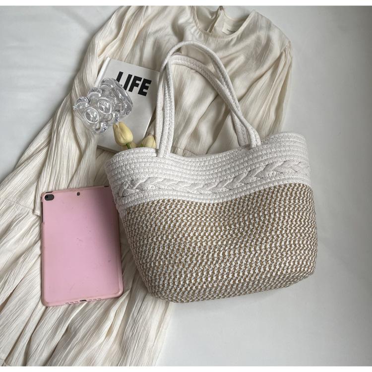 Casual shoulder large capacity bag rope striped design small fresh bag portable tote bag Han Fan fashion