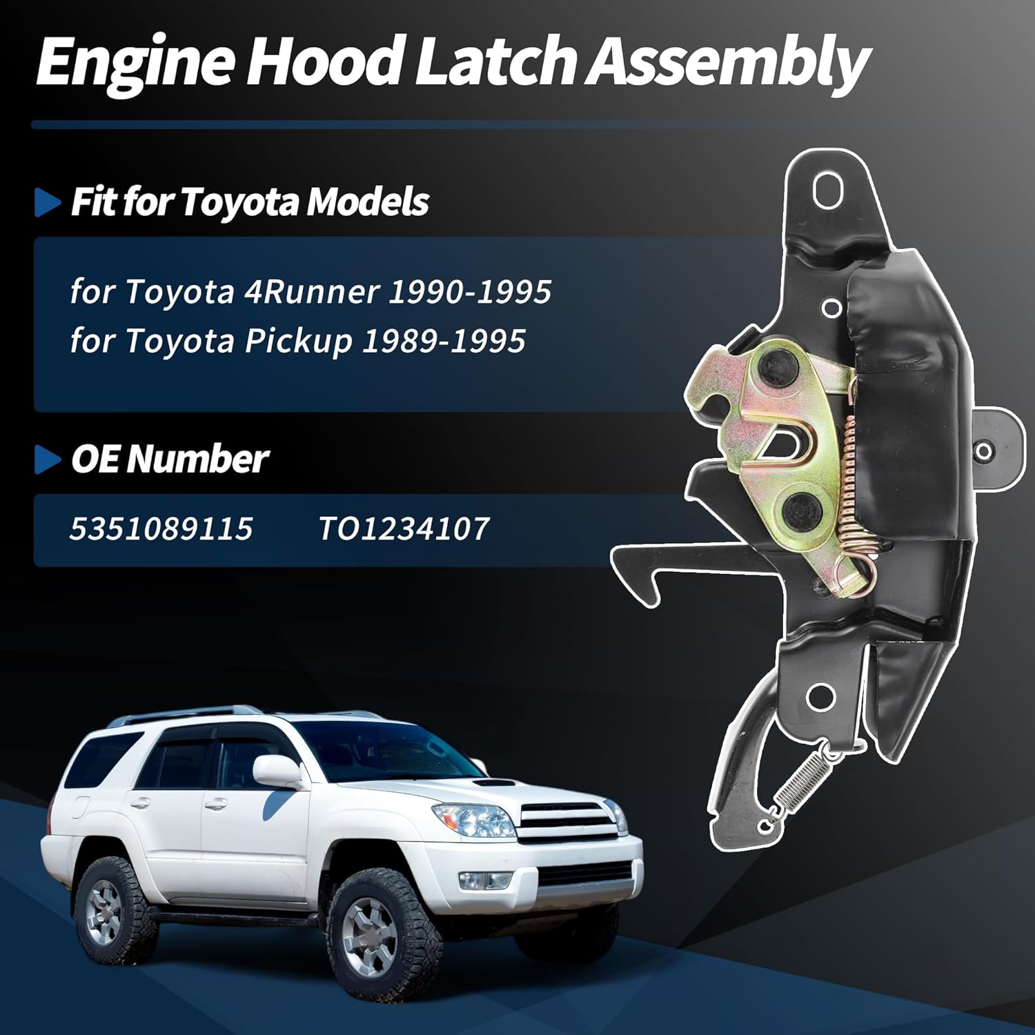 Замок капота в сборе для Toyota 4Runner 1990-1995 для Toyota Pickup 1989-1995 Замок-защелка капота двигателя Release № 5351089115
