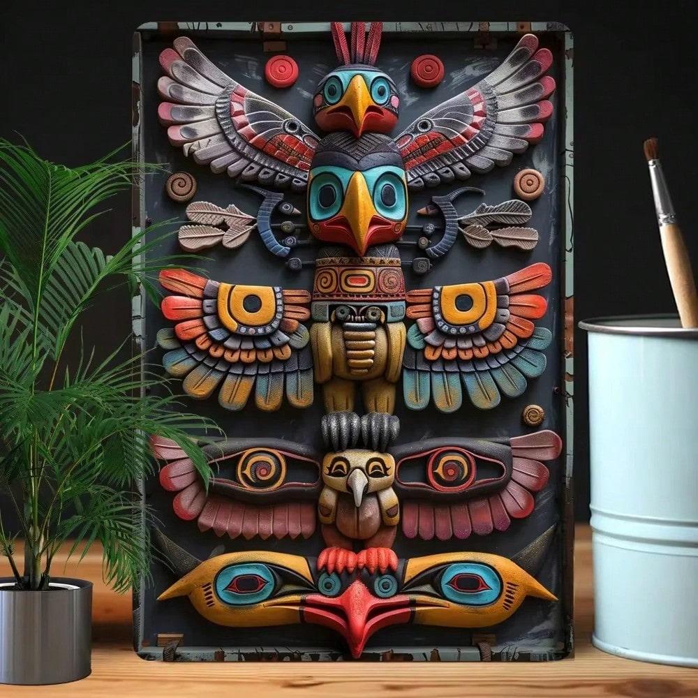 

Totem Metal Wall Art 2D Outdoor Indoor Weather Resistant Decoration TYA21869-20x30cm різнокольоровий