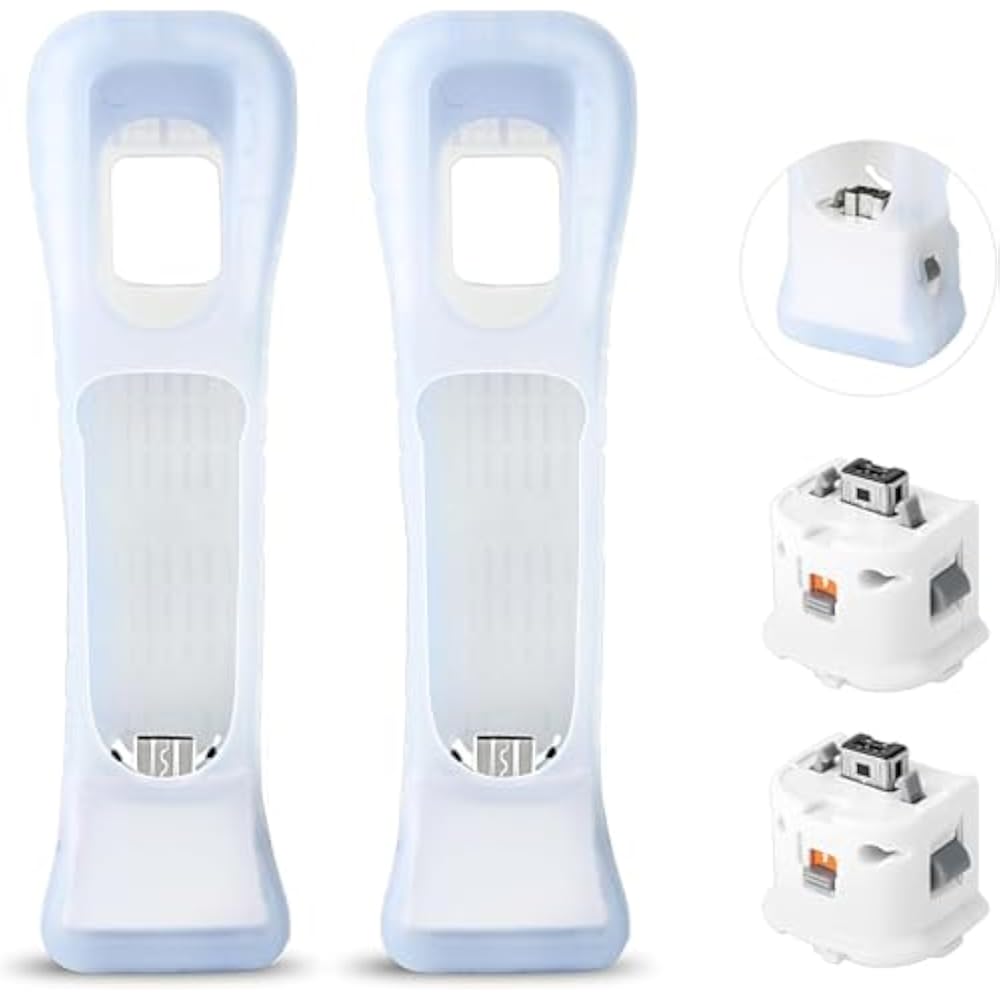 Wii Motion Plus Adapter Set of 2 Wii Remote Control Silicone Case Wii Remote Control Jacket Wii A...