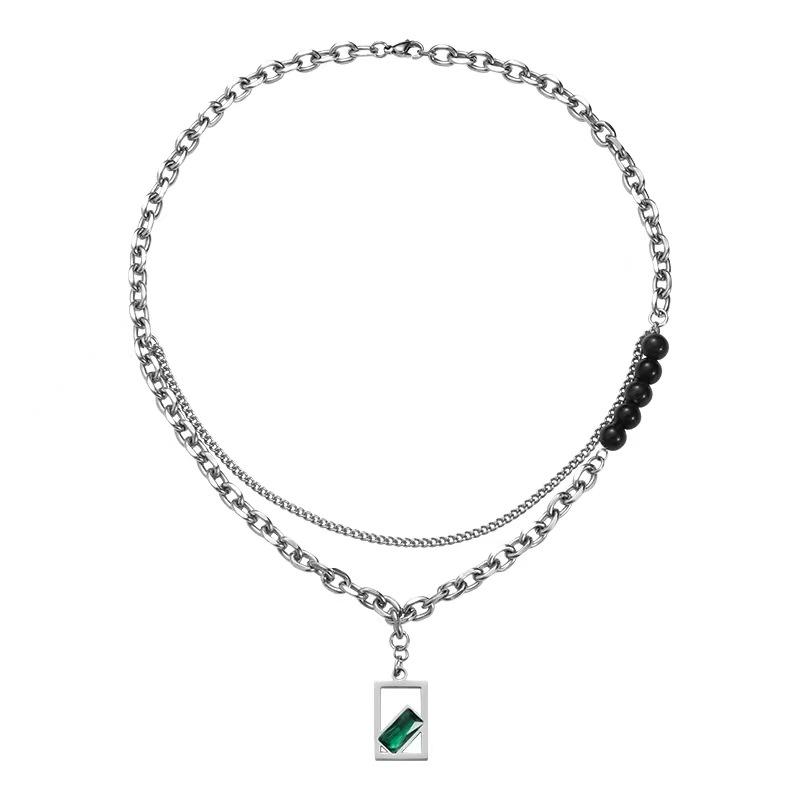 

Pearl necklace men s trendy design men s titanium steel does not fade high street ins trendy brand pendant accessories