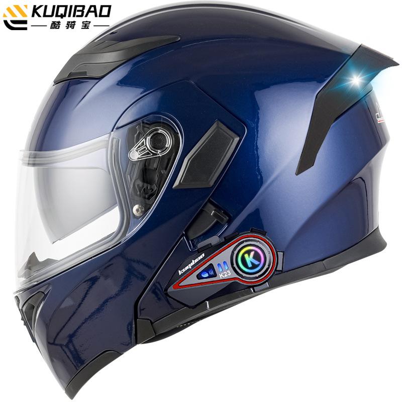Kuqibao Dual Lens Open Face Helmet Motorcycle Bluetooth Helmet Dual Intercom Motorcycle Full Helmet Long Riding Range