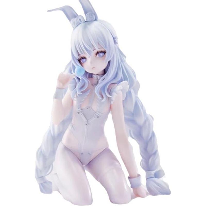 Bi Lan, kneeling posture, hand-made lazy white rabbit, 15cm