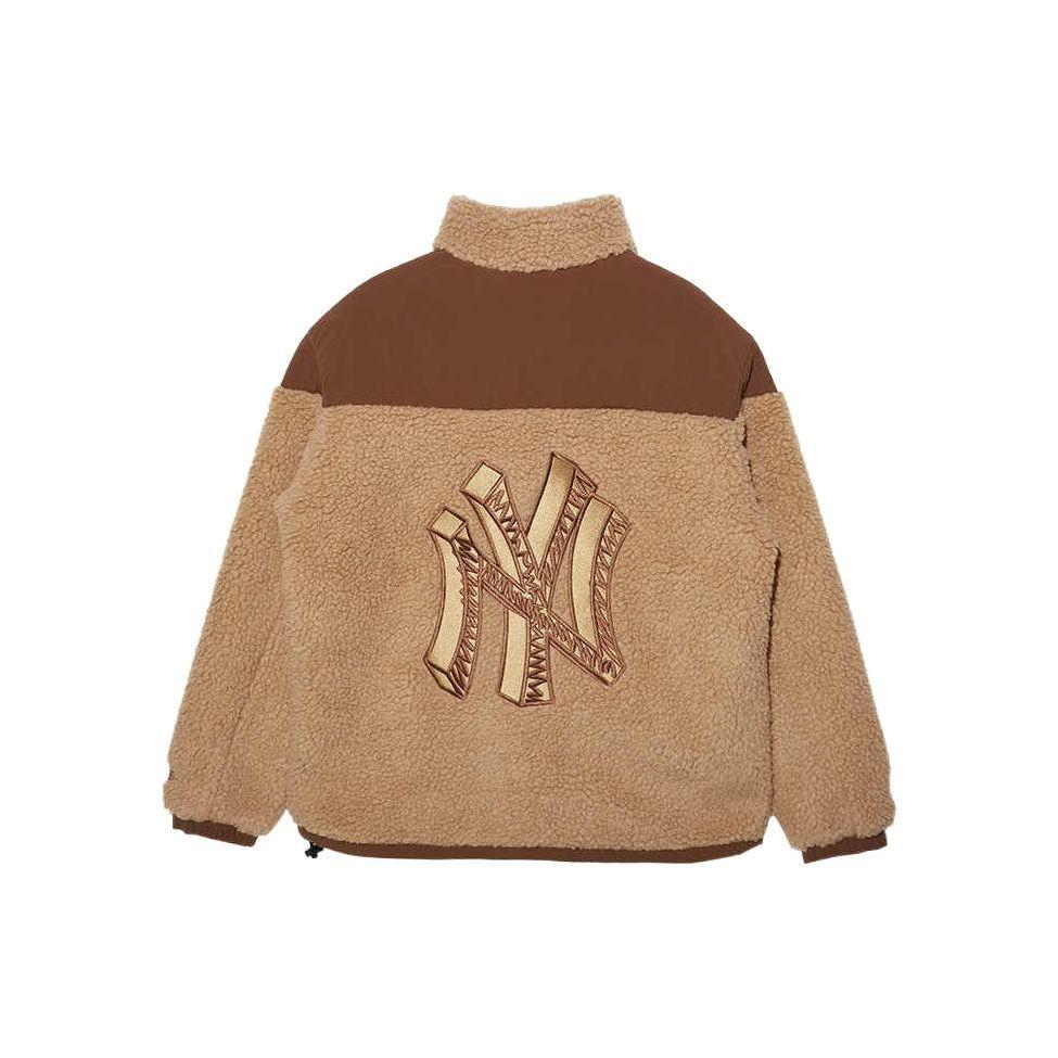 New Era MLB New York Yankees Embroidered Print Sherpa Jacket Unisex Jacket Brown 13350830