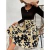 Spring and Autumn Women's Dress Printed Dresses Round Neck Tie Dresses