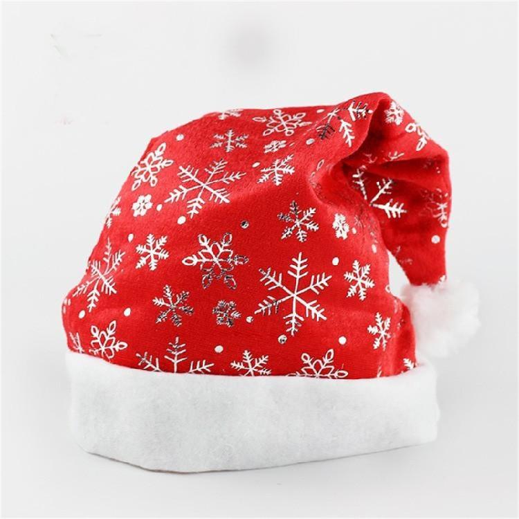 Christmas Gild Snowflake Pattern Santa Hat for Adult Winter Festival Party Hat
