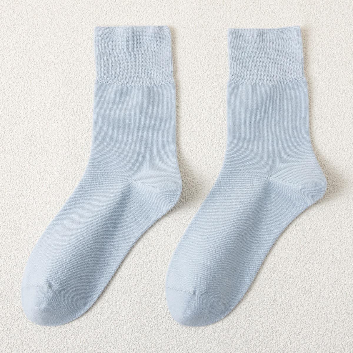 

Women s Odor-Resistant Thin Cotton Socks - Mid-Calf, Sweat-Absorbent, Anti-Pilling, Solid Color, Seamless, Versatile for Spring/Summer. One Size світло-синій колір