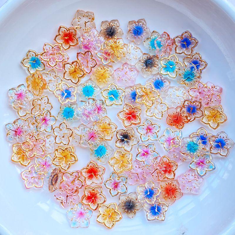 

100Pcs New Cute Mini 8mm Transparent Flowers Flat Back Resin Cabochons Scrapbooking DIY Jewelry Craft Decoration Accessorie