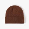 Unisex Winter Knitted Beanie Hat With Diamond Pattern Warm Soft Wool Blend Cuffed Skull Fashion Cold Weather Headwear  Women Men