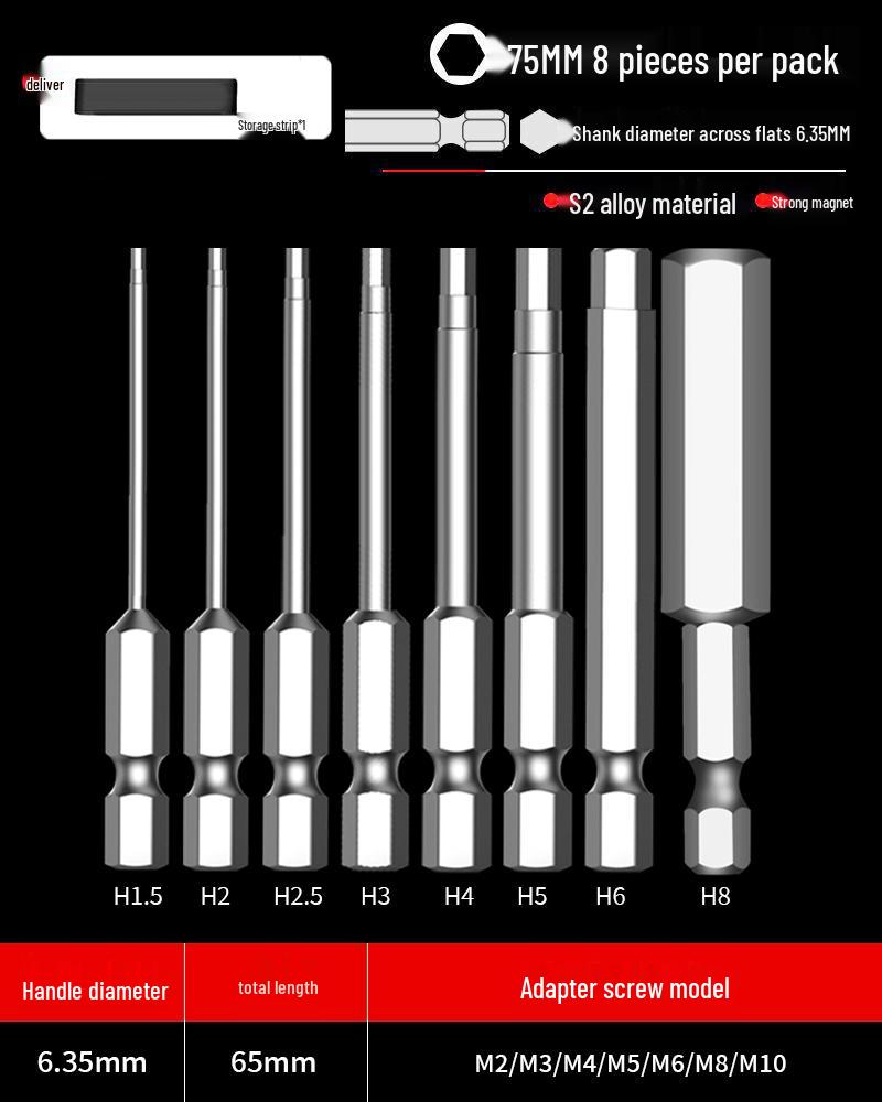 Hexagonal Driver Bit Extension for Screwdriver and Drill