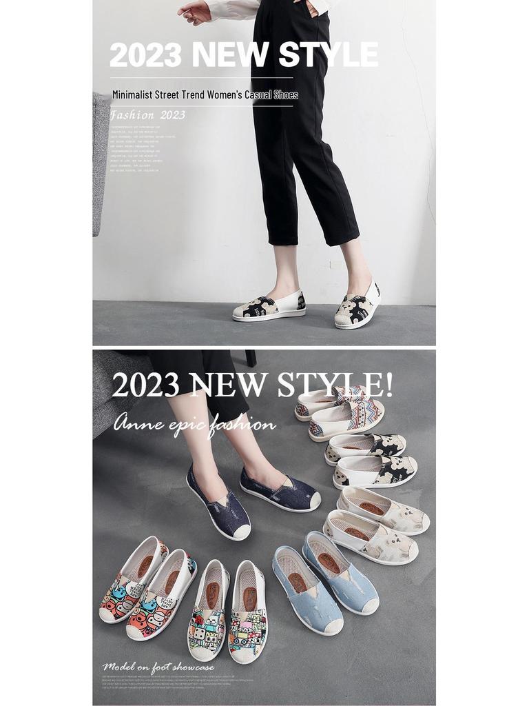 Women's Spring/Autumn Comfortable Canvas Flats: Casual, Versatile, Non-Slip, Soft Sole Shoes