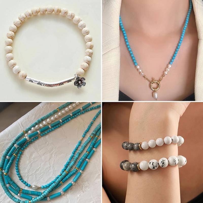 Synthetic Turquoise Loose Bead Collection for Necklace and Bracelet Jewelry Making Components Colorful Mixed Beads