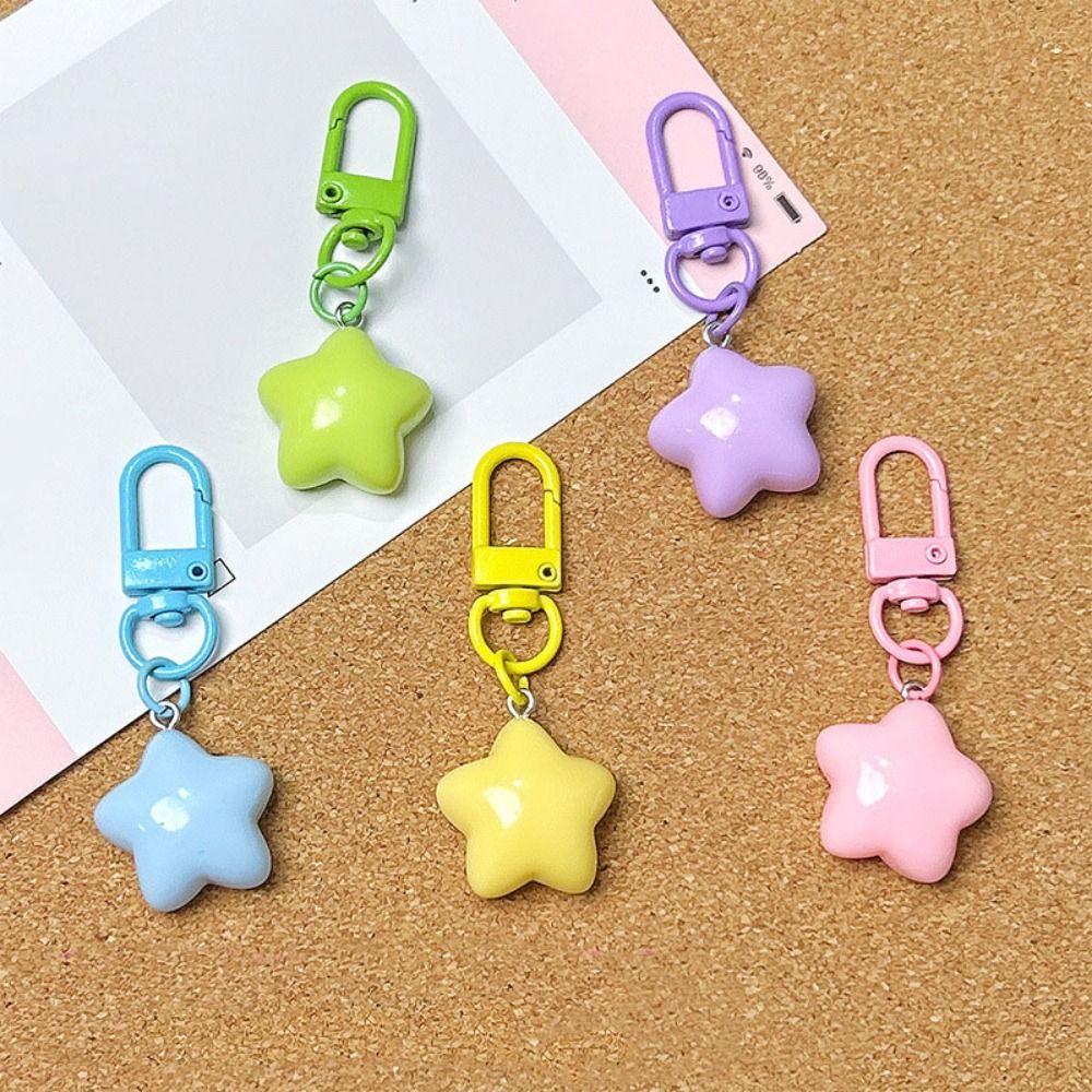 5pcs Noctilucent Chubby Star Keychain Pentagram Backpack Pendant  Home Decoration