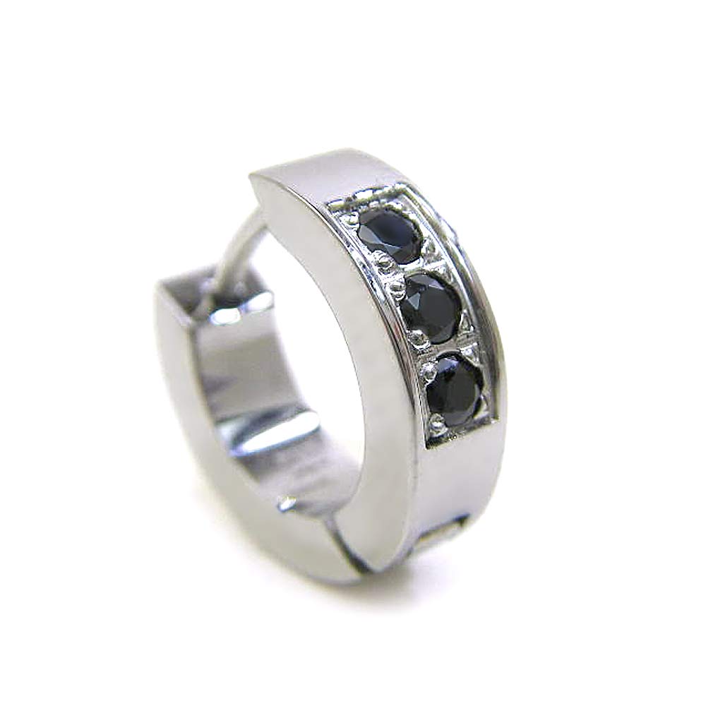 [LION HEART Single earrings, stainless steel, black cubic, LHMP004NS