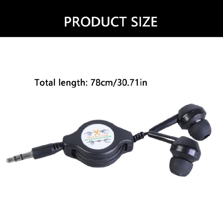 3.5mm Retractable Earphone Sound Cable Male In-Ear Earphone for Car Phone MP3 MP4 Music Speaker Computer Laptops