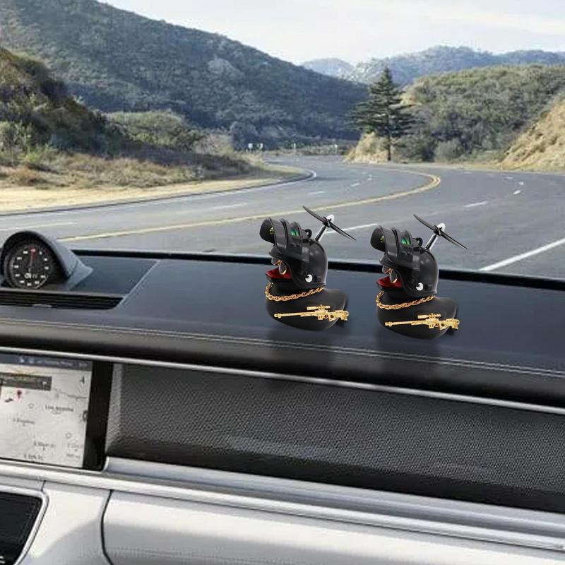 Car Ornaments Bicycle Horns Squeeze Black Duck with Straps Helmet, Silicone Elasticity Belt Bike Bell for Kids Sport Outdoor