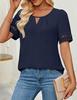 Summer Casual Women Loose Fit V Neck Short Sleeve Blouse Solid Color Tops Shirts
