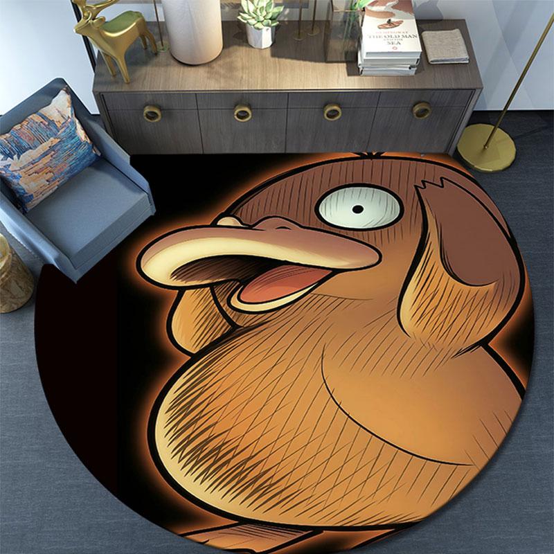 Psyduck Cartoon Pattern Round rug,Carpet Rug for Living Room Bedroom Playroom ,Non-slip Floor Mat,Holiday Gifts and Birthday Gifts.