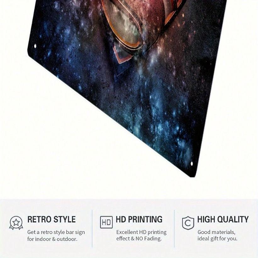 Vintage Metal Poster Superman Engraved Wall Decor Waterproof Art for Home Office
