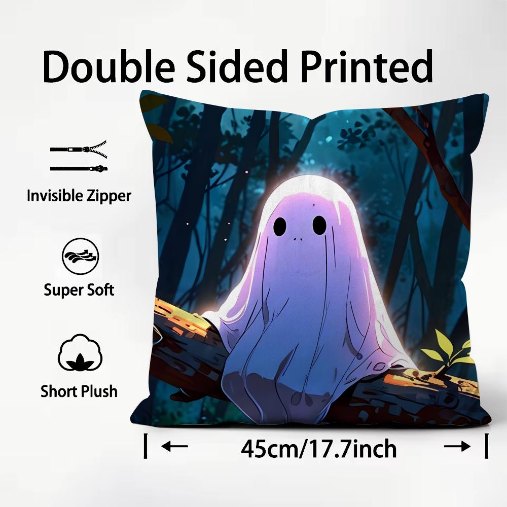 Ghost Cute Cushion Cover Plush Fabric Soft DoubleSided Printed Sofa Warm Winter Home Child Gift Pillow Case